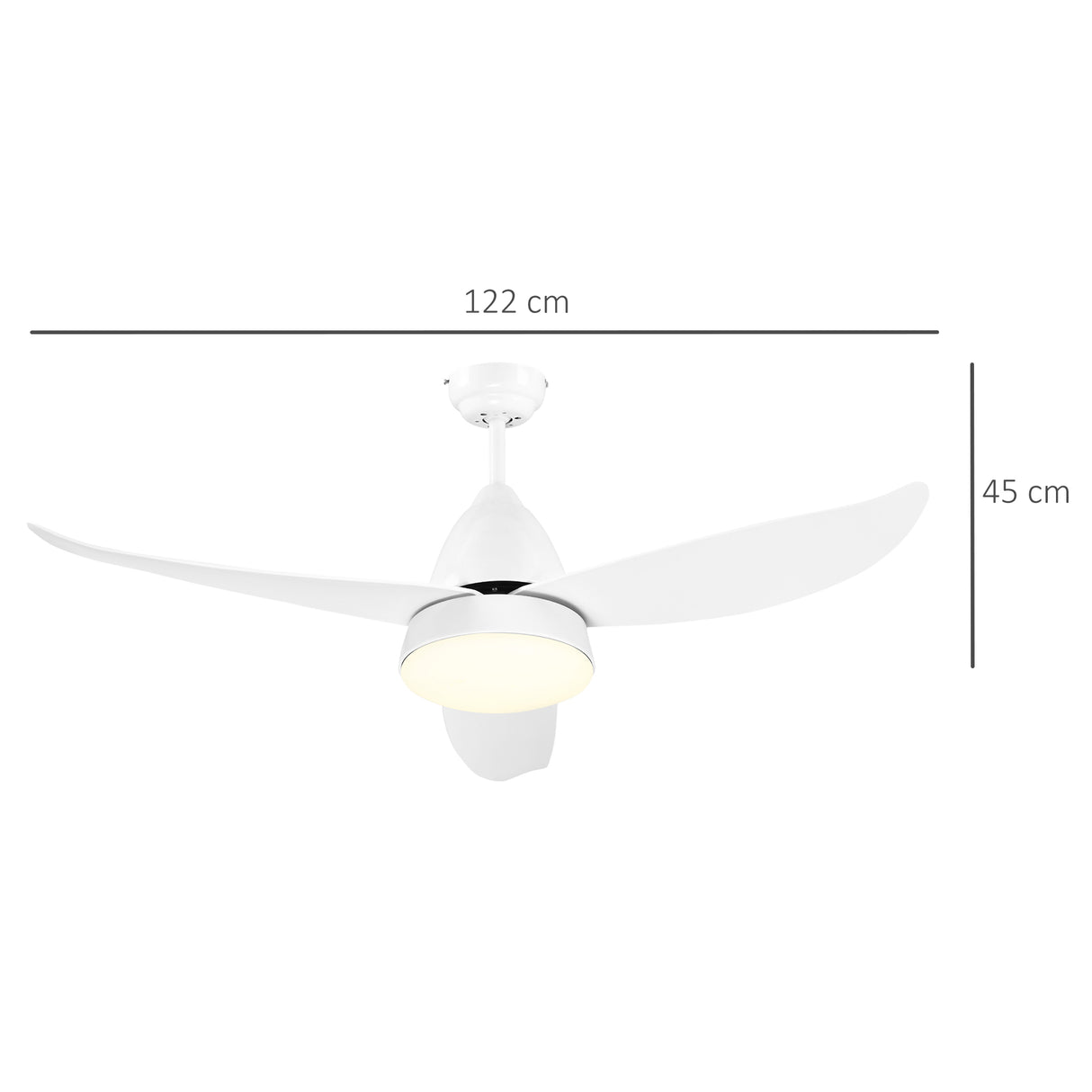 easycomfort easycomfort ventilatore da soffitto 3 lame con luce led e telecomando incluso 6 velocita per interni 122x45cm bianco