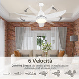 easycomfort easycomfort ventilatore da soffitto 3 lame con luce led e telecomando incluso 6 velocita per interni 122x45cm bianco