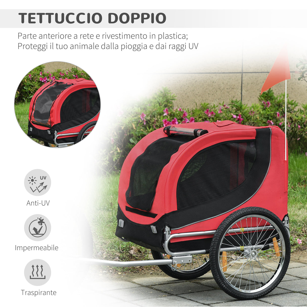 easycomfort easycomfort rimorchio bici per cani e animali domestici rosso e nero 130 x 90 x 110cm ean 8054144136349