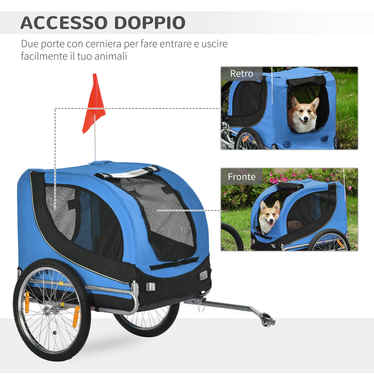 easycomfort easycomfort rimorchio bici per cani azzurro e nero 130x90x110cm ean 8054144136653