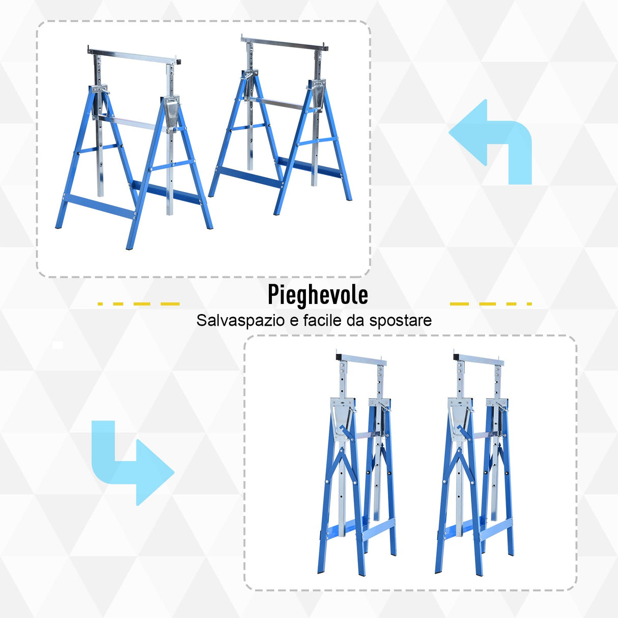 easycomfort easycomfort set 2 cavalletti da lavoro pieghevoli telescopici in tubi dacciaio 68 x 58 x 80 ean 8054111843225