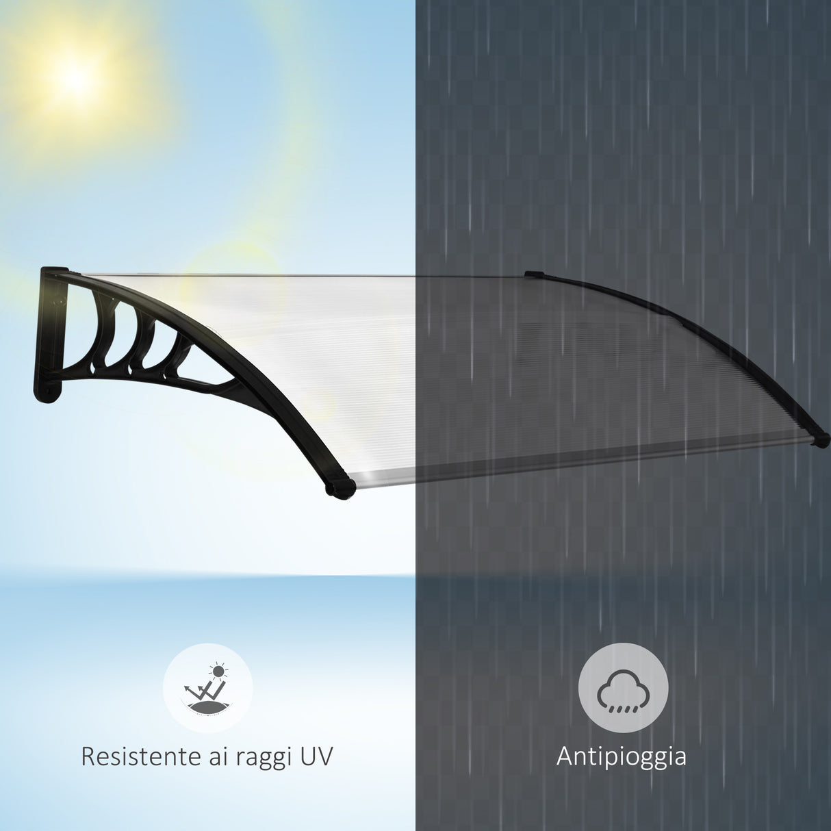 easycomfort easycomfort pensilina tettoia per porta o finestra impermeabile e anti uv in policarbonato 75 x 120 x 23 cm ean 8054111845328