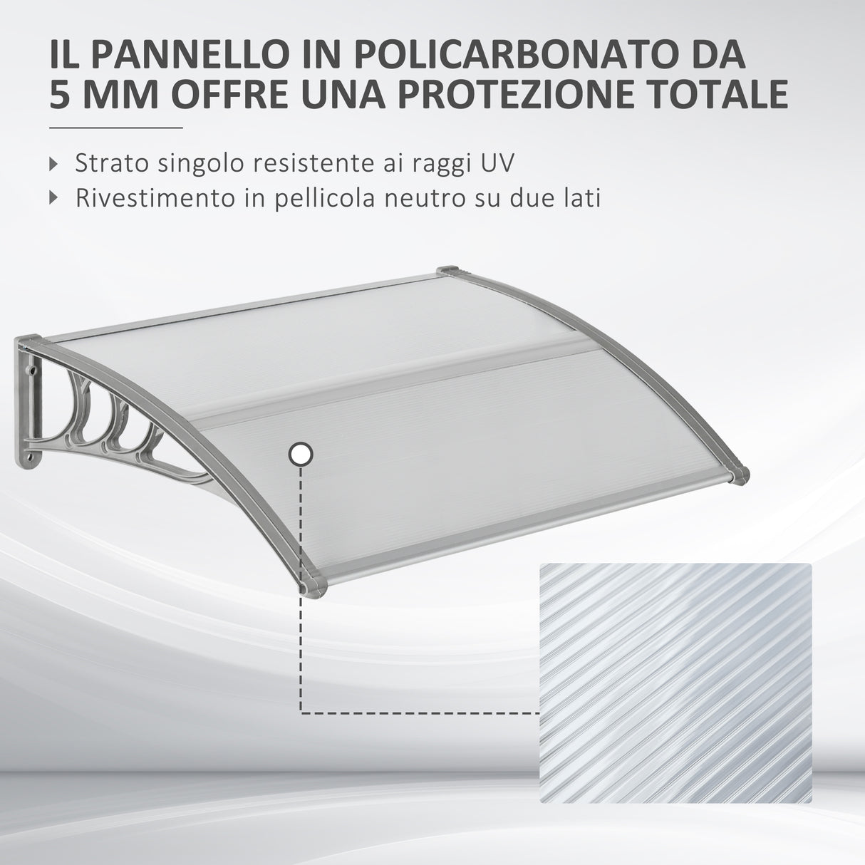 easycomfort easycomfort tettoia in policarbonato anti uv da esterno per porte e finestre 200x80cm