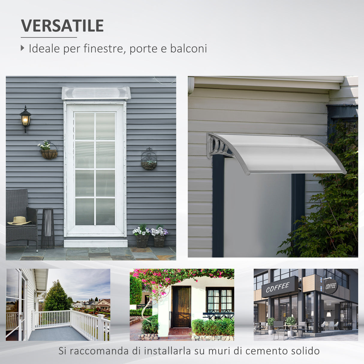 easycomfort easycomfort tettoia in policarbonato anti uv da esterno per porte e finestre 200x80cm