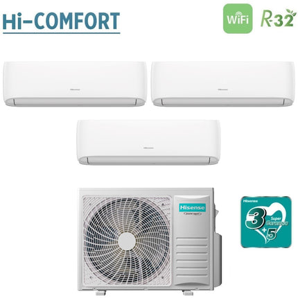 Climatizzatore Condizionatore Hisense Trial Split Inverter serie HI-COMFORT 9+12+18 con 4AMW81U4RJC R-32 Wi-Fi Integrato 9000+12000+18000