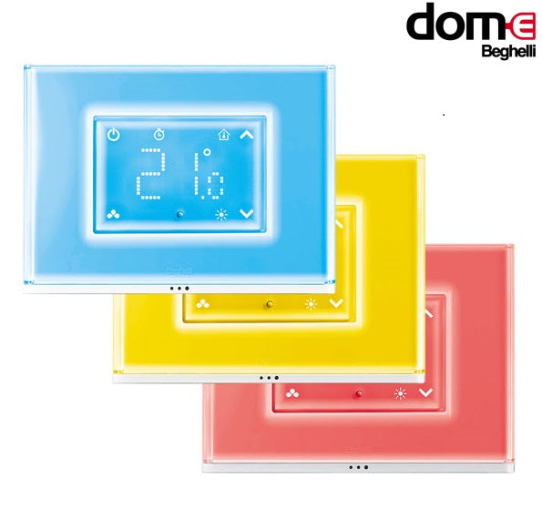 Cronotermostato Smart Beghelli Dom-e con Display Touch e Placca Luminosa  Wi-Fi 60048