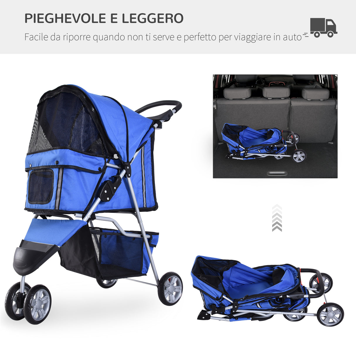 easycomfort easycomfort passeggino per cani carrello per animali domestici blu 75 x 45 x 97cm ean 8054111849494