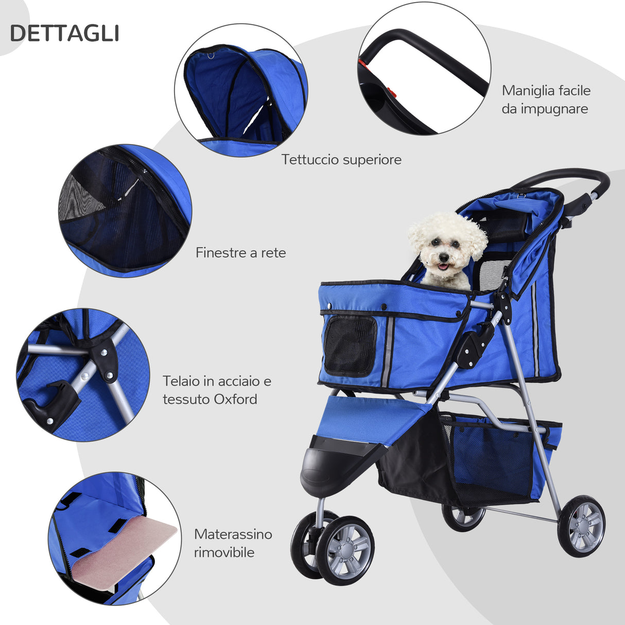 easycomfort easycomfort passeggino per cani carrello per animali domestici blu 75 x 45 x 97cm ean 8054111849494