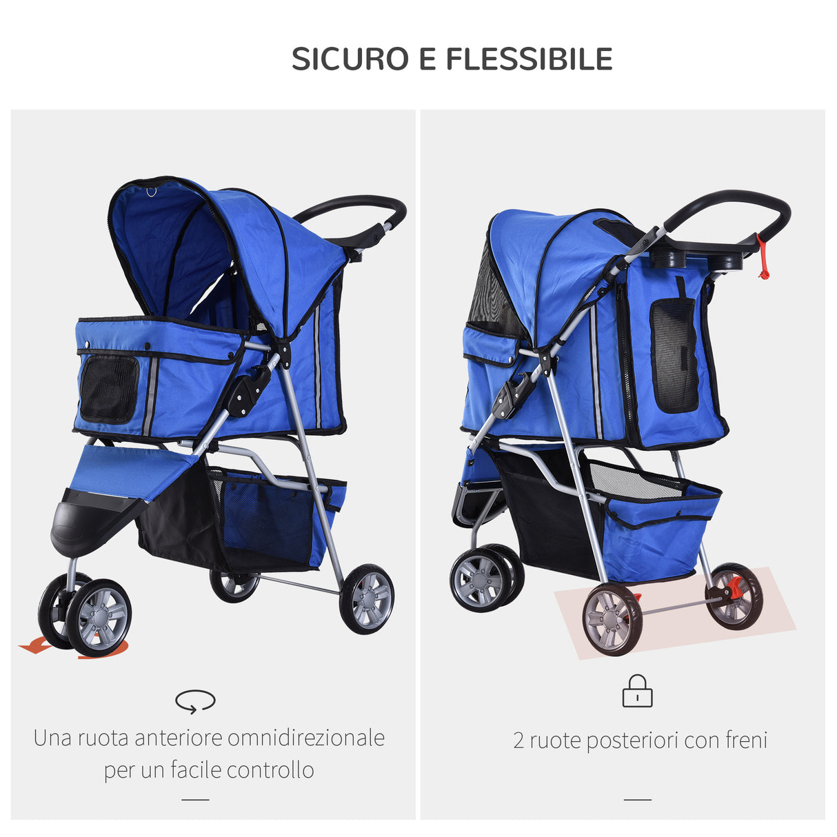 easycomfort easycomfort passeggino per cani carrello per animali domestici blu 75 x 45 x 97cm ean 8054111849494