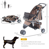 easycomfort easycomfort passeggino per cani carrello per animali domestici caffe 75 x 45 x 97cm