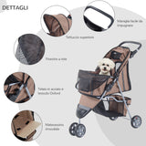 easycomfort easycomfort passeggino per cani carrello per animali domestici caffe 75 x 45 x 97cm