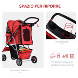 easycomfort easycomfort passeggino per cani pieghevole carrello per animali domestici rosso 75 x 45 x 97cm ean 8054111849135