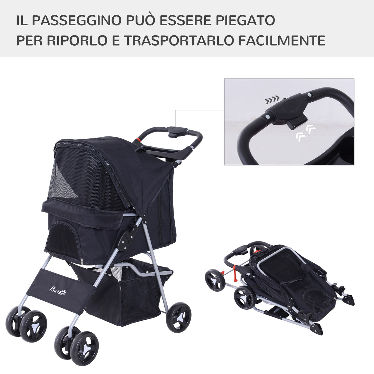 easycomfort easycomfort passeggino per animali domestici pieghevole nero 77x47x101cm ean 8054144130842