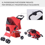 easycomfort easycomfort passeggino per animali domestici pieghevole rosso 75 x 46 x 94 cm ean 8054144130552