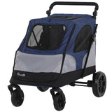 easycomfort easycomfort passeggino per cani fino a 30kg pieghevole con manubrio regolabile grigio e blu
