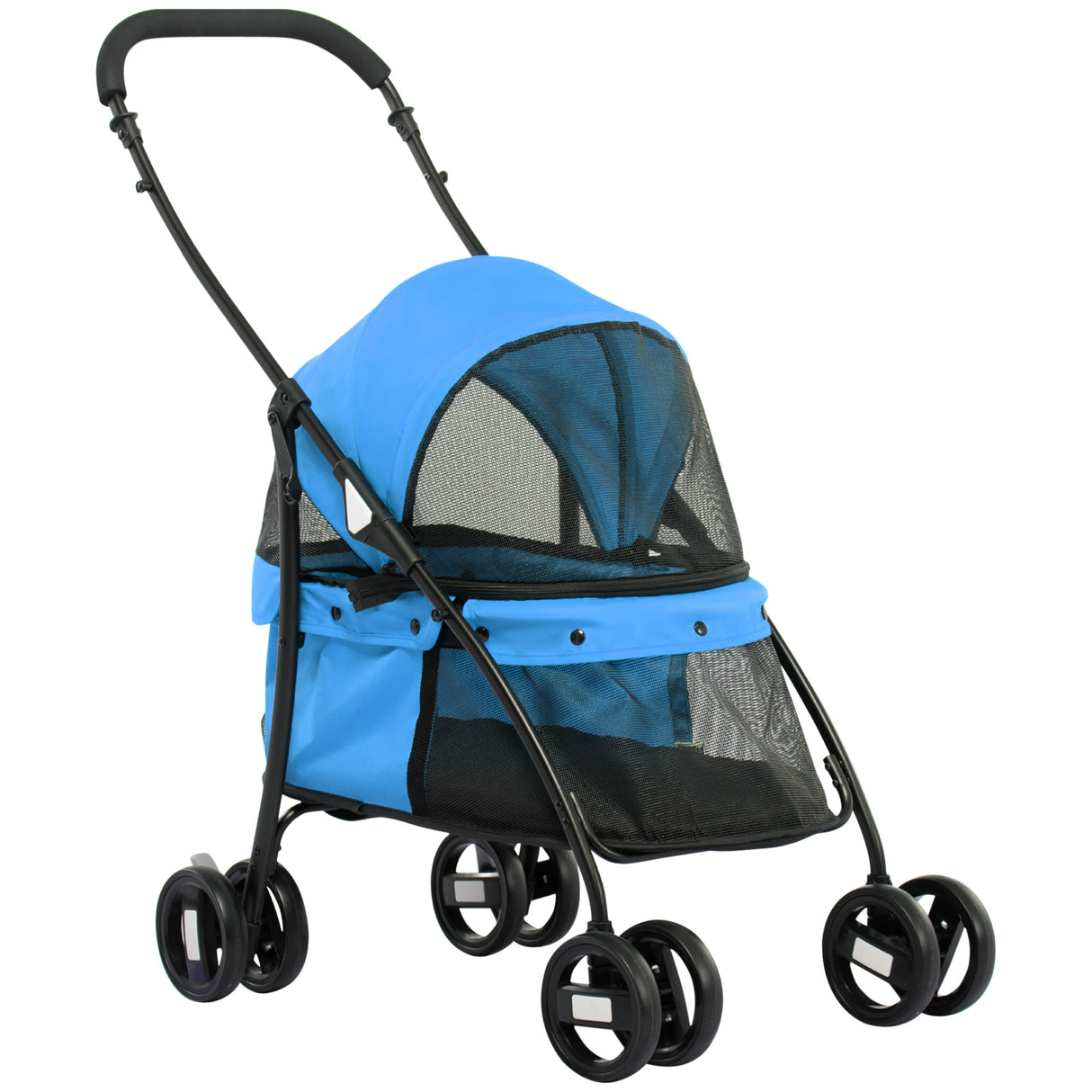easycomfort easycomfort passeggino per cani pieghevole con tettuccio regolabile e ruote girevoli 82x47x97cm blu
