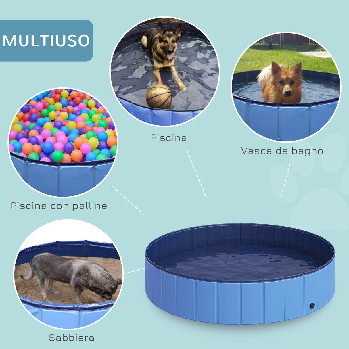 easycomfort easycomfort piscina pieghevole per cani in pvc azzurro 140x30cm xh ean 8054144133034