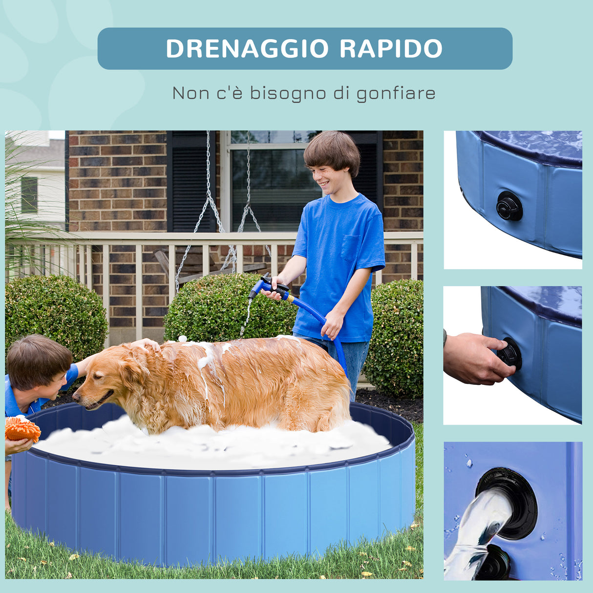 easycomfort easycomfort piscina pieghevole per cani in pvc azzurro 140x30cm xh ean 8054144133034