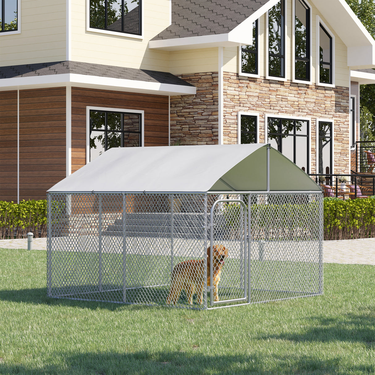 easycomfort easycomfort recinto per cani da esterno recinto per animali con copertura impermeabile 230x230x175cm