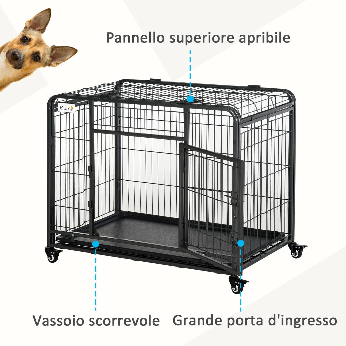 easycomfort easycomfort kennel per cani pieghevole porta con blocco 4 ruote fondo rimovibile ean 8054144135793