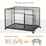 easycomfort easycomfort kennel gabbia per cani pieghevole con freno e fondo rimovibile grigio