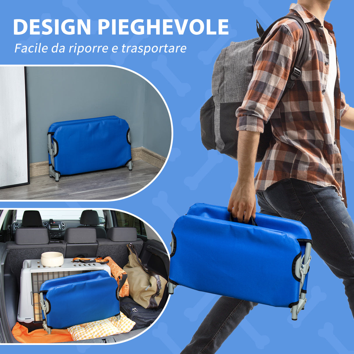 easycomfort easycomfort brandina pieghevole per cani in tessuto oxford per cani blu 59x46x15cm ean 8054111840972