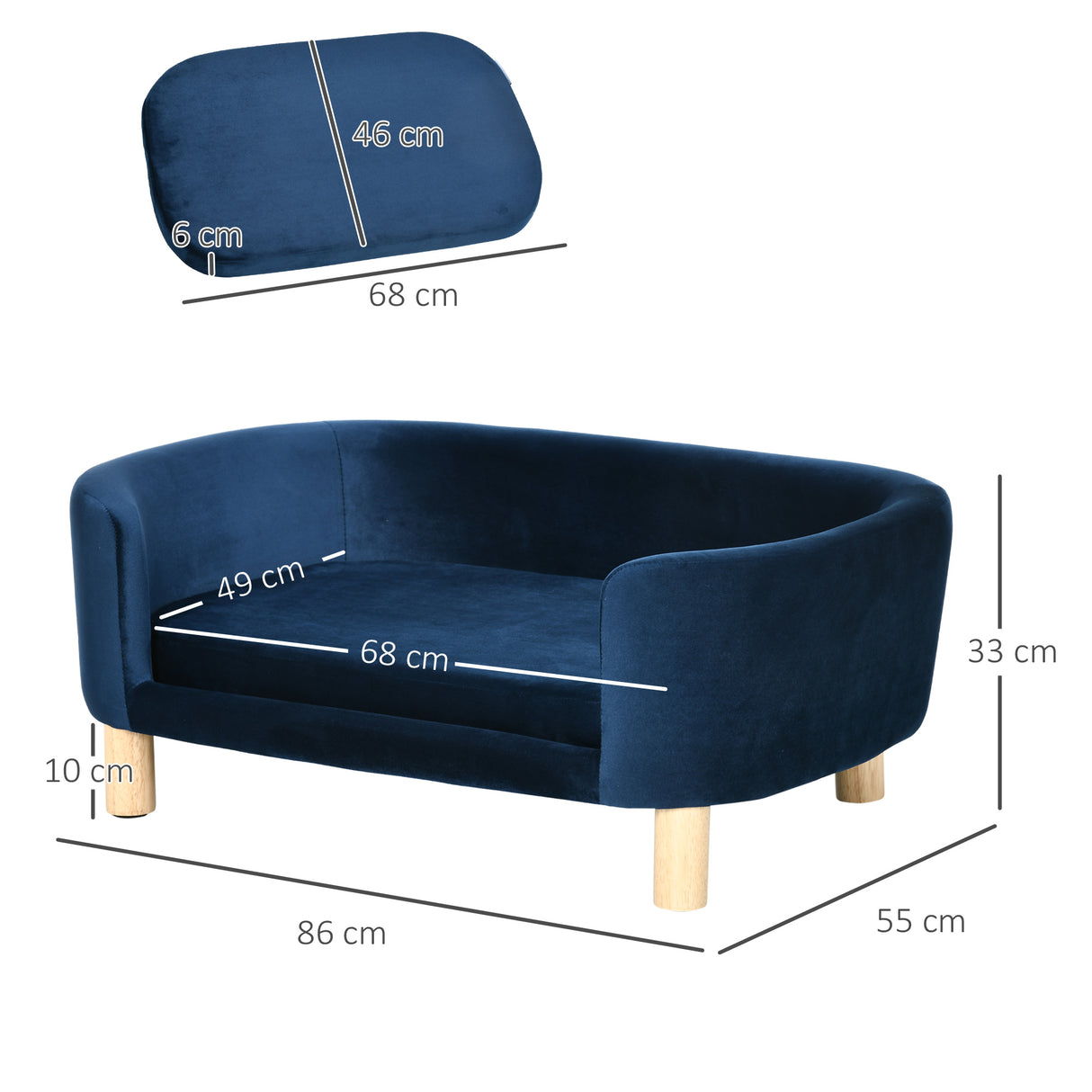 easycomfort easycomfort cuccia da interni divano per gatti o cani di taglia piccola e media in velluto blu