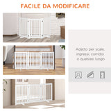 easycomfort easycomfort cancellino per cani pieghevole a 3 pannelli porta centrale con blocco struttura in mdf 155x76cm bianco