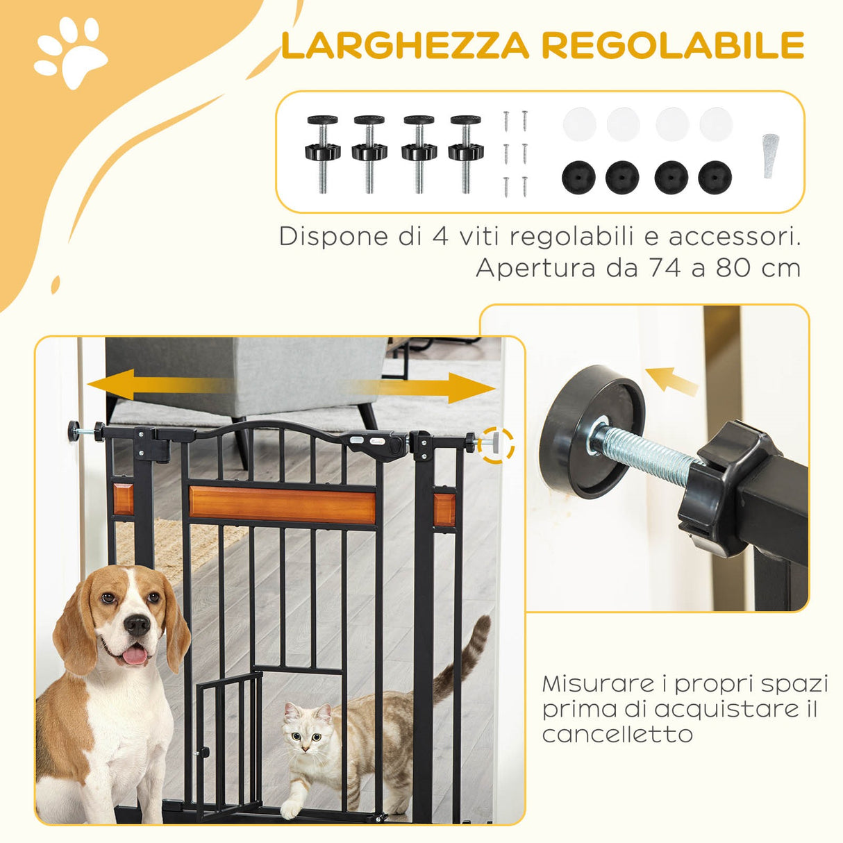 easycomfort easycomfort cancellino per cani con fissaggio a pressione estensibile da 74 80cm con chiusura automatica nero