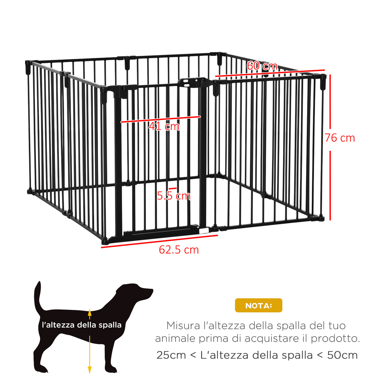 easycomfort easycomfort cancelletto di sicurezza pieghevole 8 sezioni cancellino barriera per cani in acciaio nero