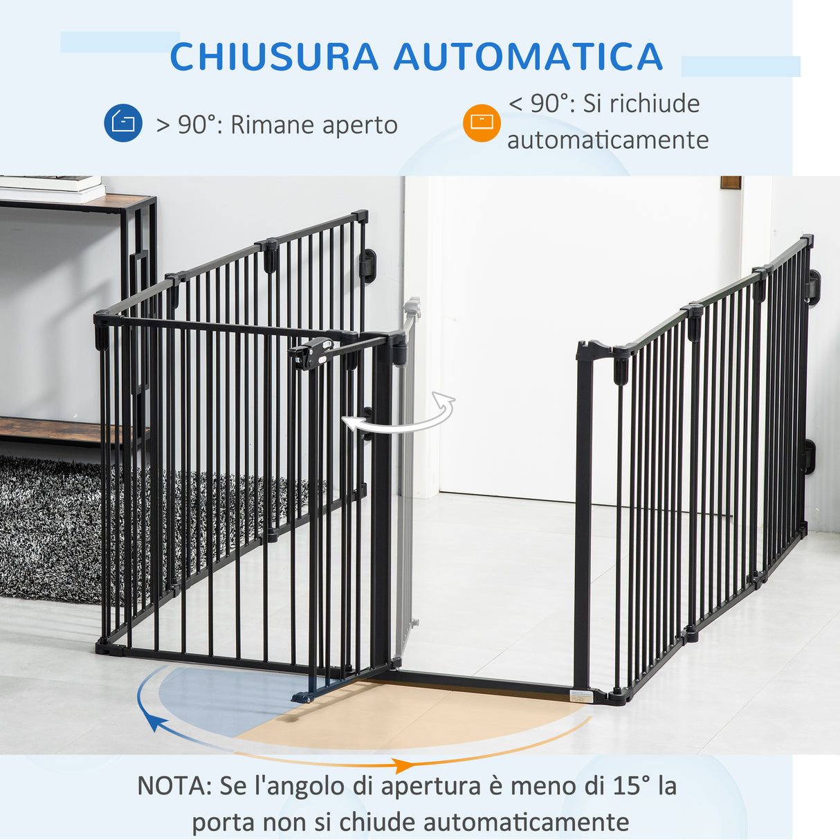 easycomfort easycomfort cancelletto di sicurezza pieghevole 8 sezioni cancellino barriera per cani in acciaio nero