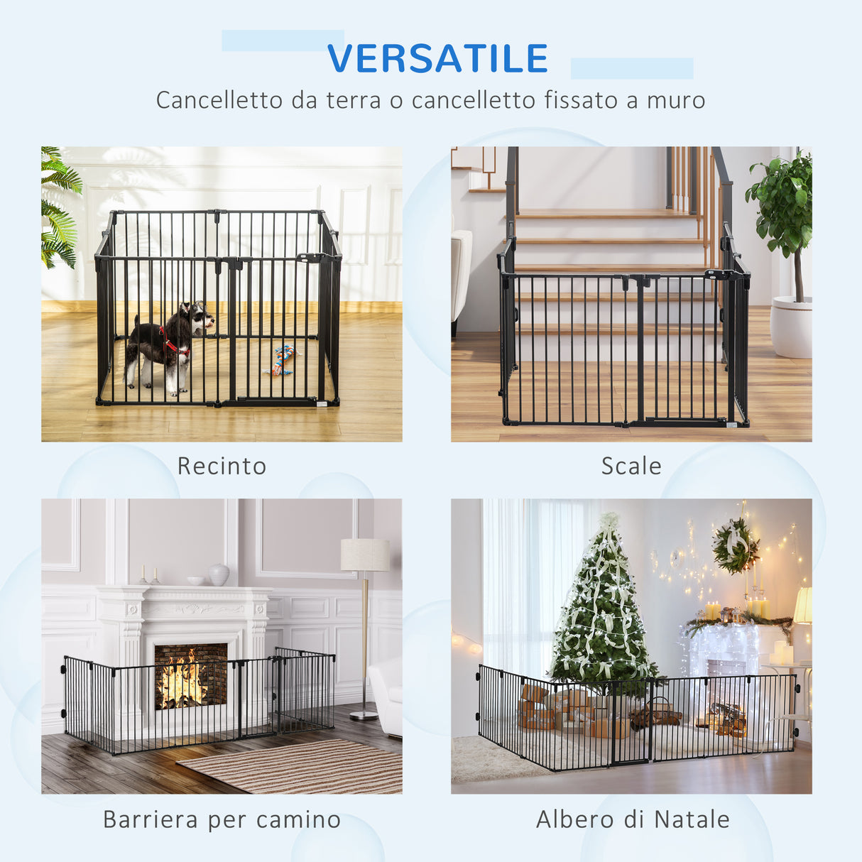 easycomfort easycomfort cancelletto di sicurezza pieghevole 8 sezioni cancellino barriera per cani in acciaio nero