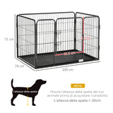 easycomfort easycomfort box per cani recinzione in metallo per animali con 4 pannelli porta con doppio blocco e vassoio sul fondo 109x74x71cm grigio