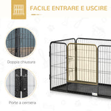 easycomfort easycomfort box per cani recinzione in metallo per animali con 4 pannelli porta con doppio blocco e vassoio sul fondo 109x74x71cm grigio