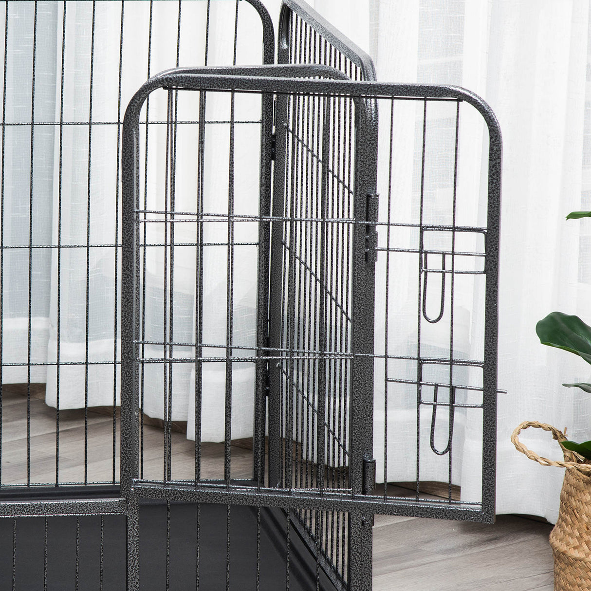 easycomfort easycomfort box per cani recinzione in metallo per animali con 4 pannelli porta con doppio blocco e vassoio sul fondo 109x74x71cm grigio