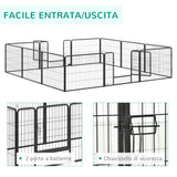 easycomfort easycomfort recinto per cani e animali domestici con 12 pannelli modulabili in acciaio e 2 ingressi 80x1.5x60cm nero