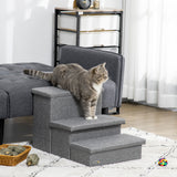 easycomfort easycomfort scala per cani e gatti max 5kg a 3 gradini in tessuto effetto lino e mdf 63 5x42 5x40 5 cm grigio