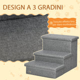 easycomfort easycomfort scala per cani e gatti max 5kg a 3 gradini in tessuto effetto lino e mdf 63 5x42 5x40 5 cm grigio