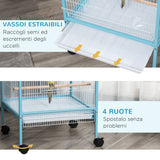 easycomfort easycomfort gabbia per uccelli 2 in 1 voliera da interni con 4 ruote e vassoi estraibili 51 5x50x140cm