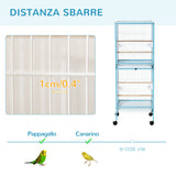 easycomfort easycomfort gabbia per uccelli 2 in 1 voliera da interni con 4 ruote e vassoi estraibili 51 5x50x140cm