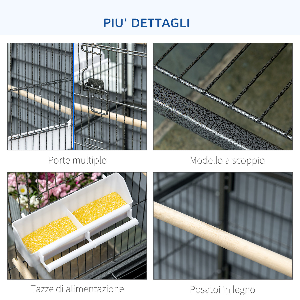 easycomfort easycomfort gabbia per uccelli da interni in legno con vassoio 4 ruote e trespolo 78x52x132cm