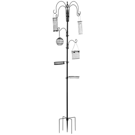 easycomfort easycomfort mangiatoia per uccelli con 6 ganci e 4 contenitori per mangime in acciaio 58x58x226cm