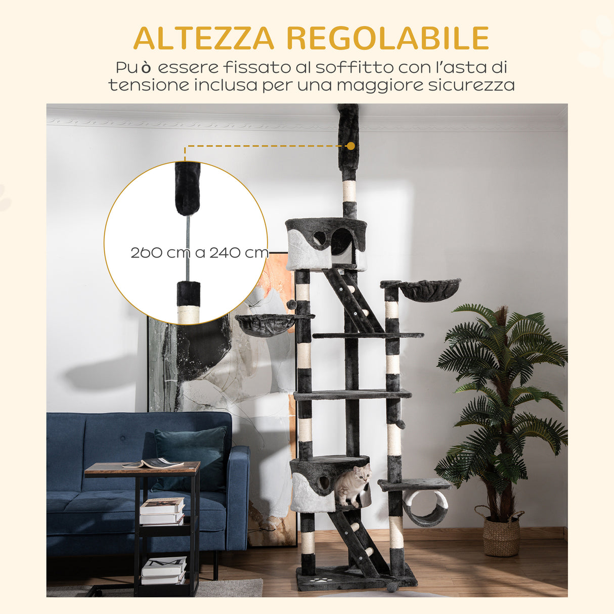 easycomfort easycomfort tiragraffi a soffitto multilivello 240 260cm cucce scale corde sisal ean 8054144134383