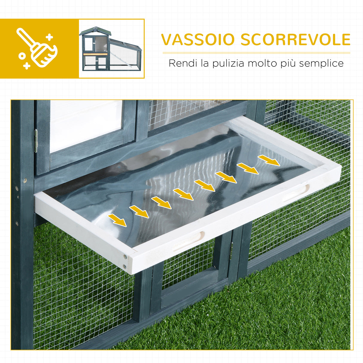 easycomfort easycomfort gabbia per conigli animali in legno di abete doppia porta 140x65x100cm ean 8055776913179