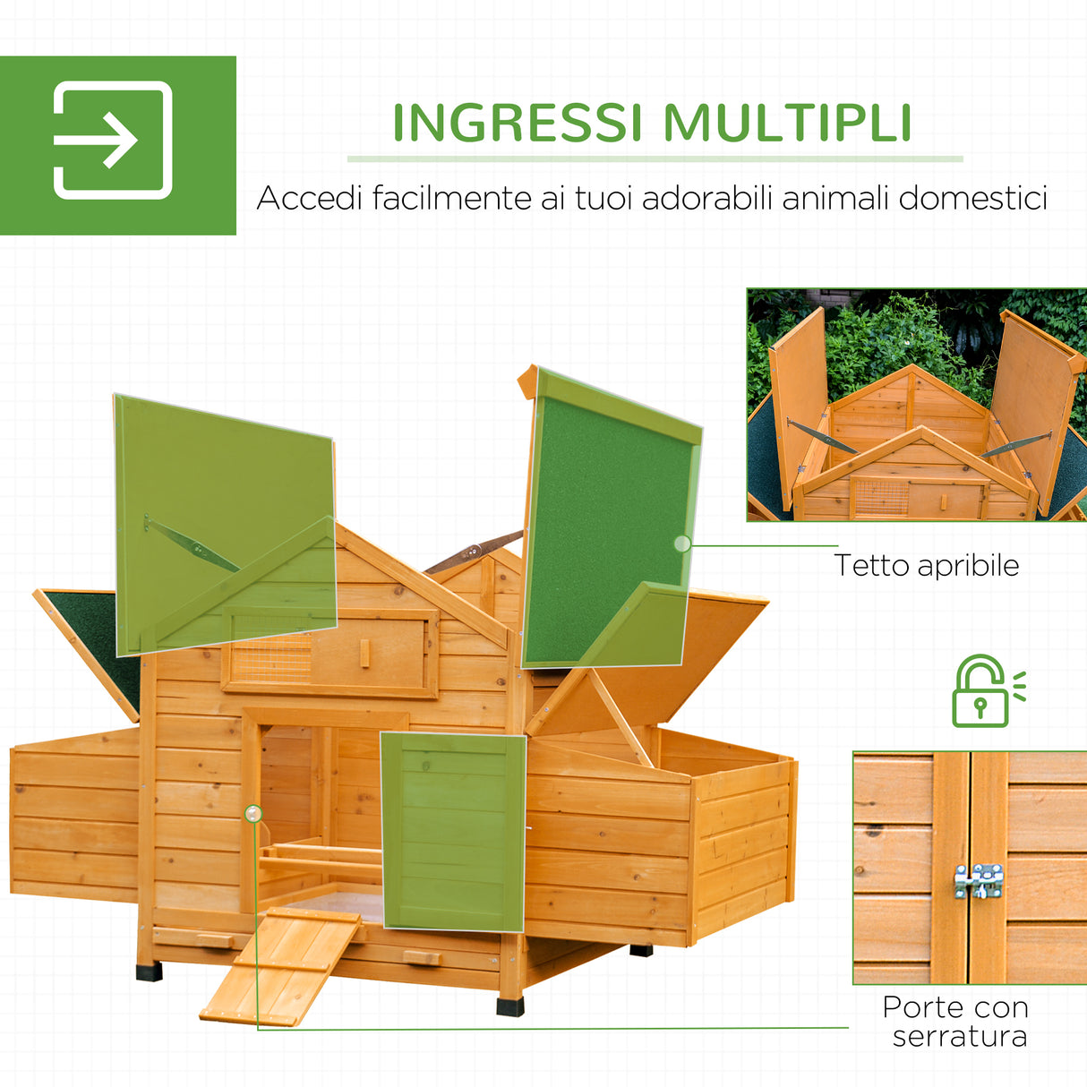 easycomfort easycomfort pollaio da giardino gabbia per galline impermeabile in legno 150x100x96.5 cm ean 8054144139456