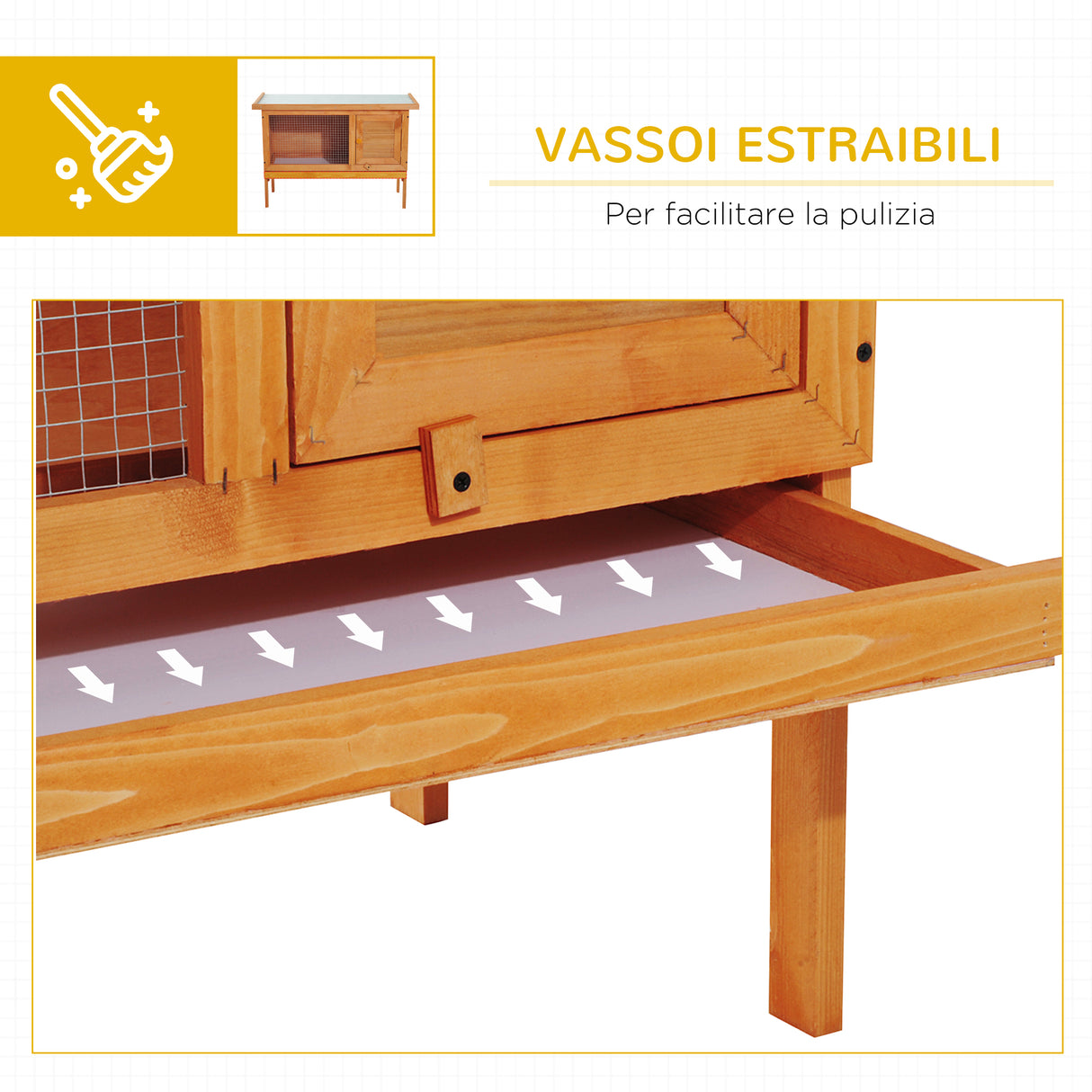 easycomfort easycomfort gabbia per conigli conigliera da esterno in legno di abete 90x45x65cm ean 8054144130859