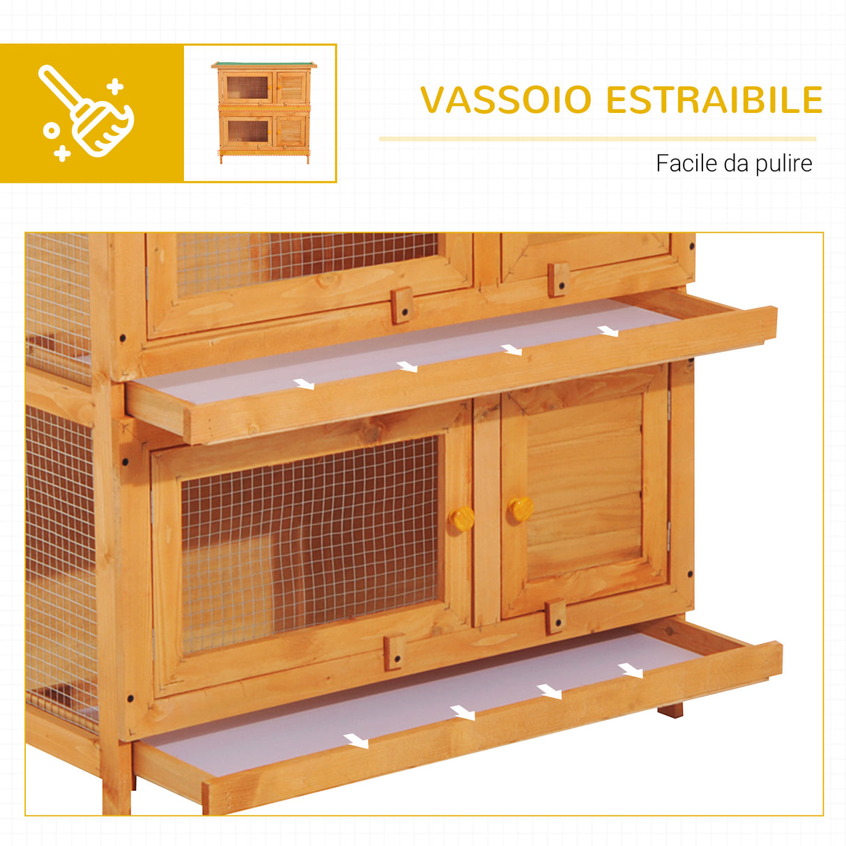 easycomfort easycomfort gabbia per conigli conigliera da esterno in legno di abete 90x45x90cm ean 8055776910208