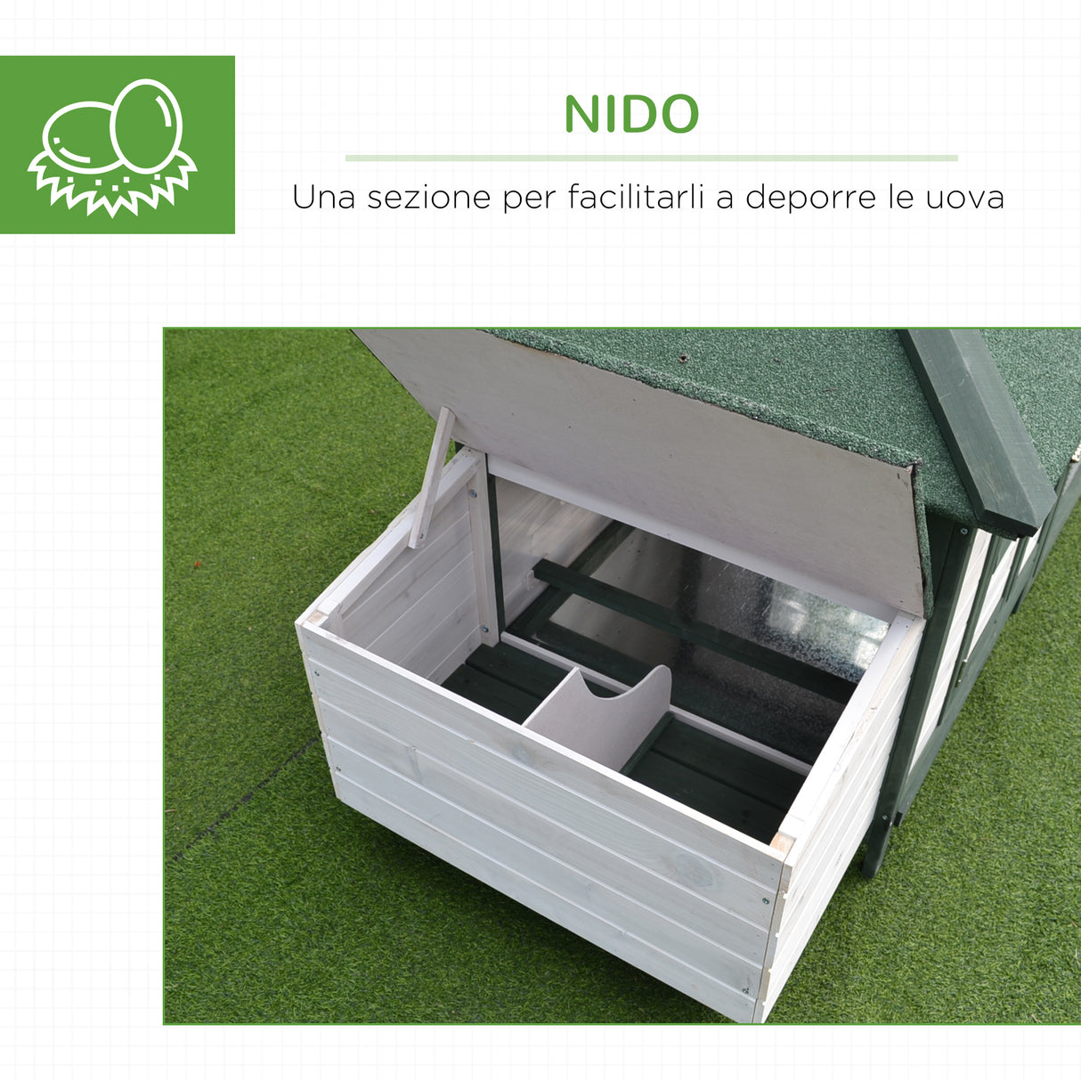 easycomfort easycomfort pollaio da giardino prefabbricato in legno 196x76x97cm biancoverde