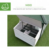 easycomfort easycomfort pollaio da giardino prefabbricato in legno 196x76x97cm biancoverde