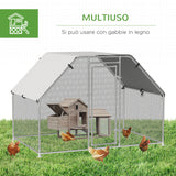 easycomfort easycomfort recinto gabbia per galline in metallo galvanizzato porta con blocco e sezione con copertura oxford grigio